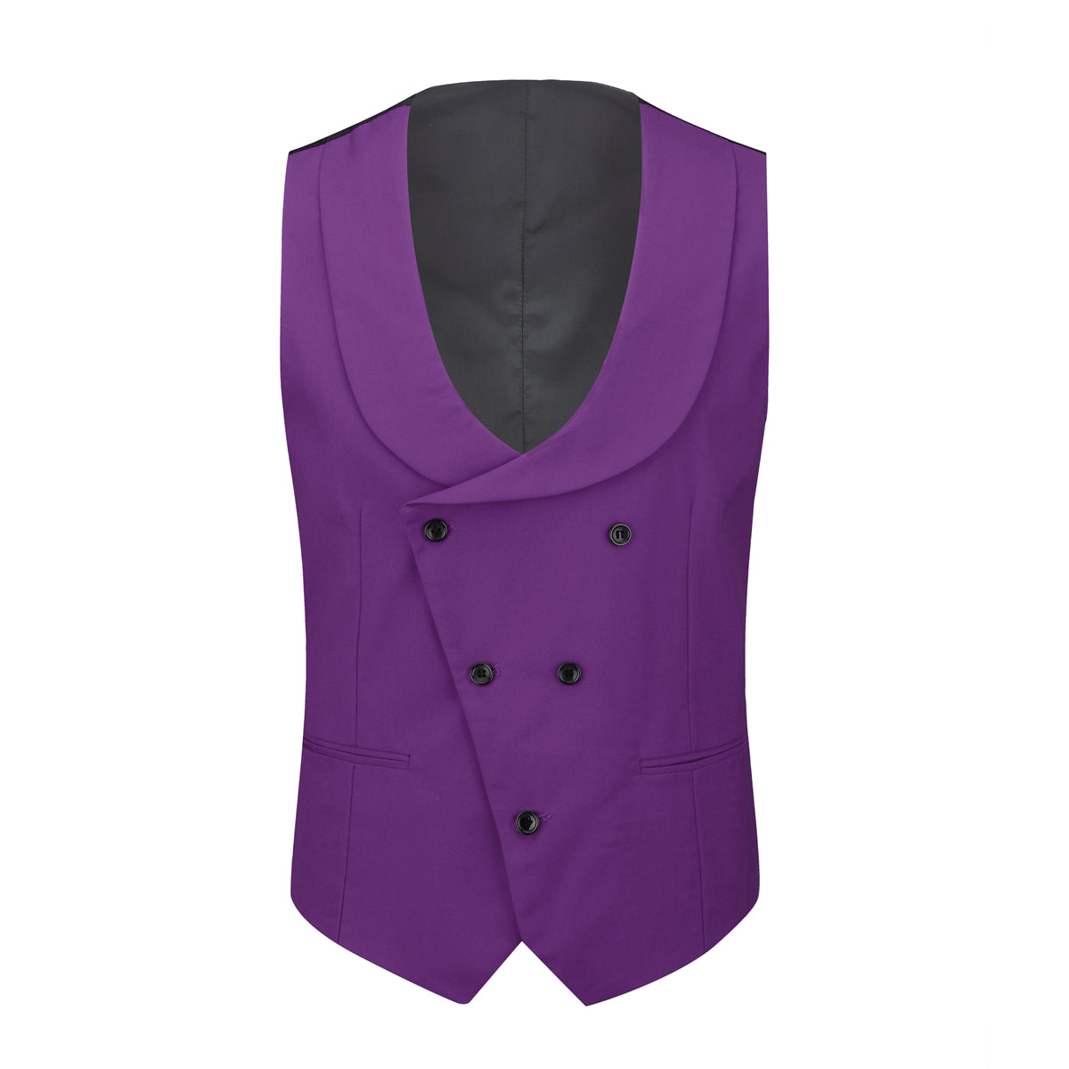 Men's 3-Piece Fashion One Button Color-Blocking Suit Purple