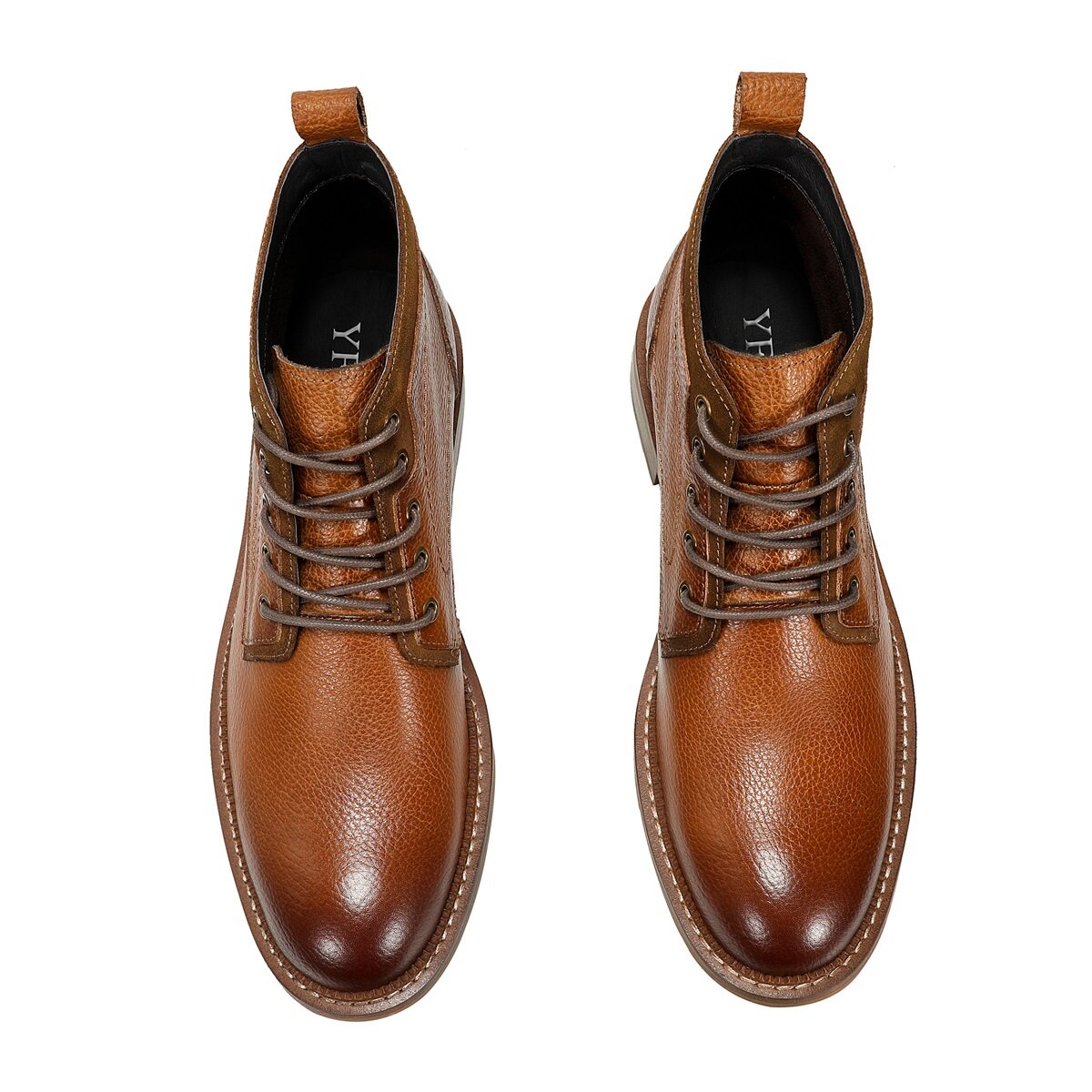 YFFUSHI Men's Ankle Boots Cowhide Leather Lace-Up Ankle Boots Classic Short Shaft Boots for Men