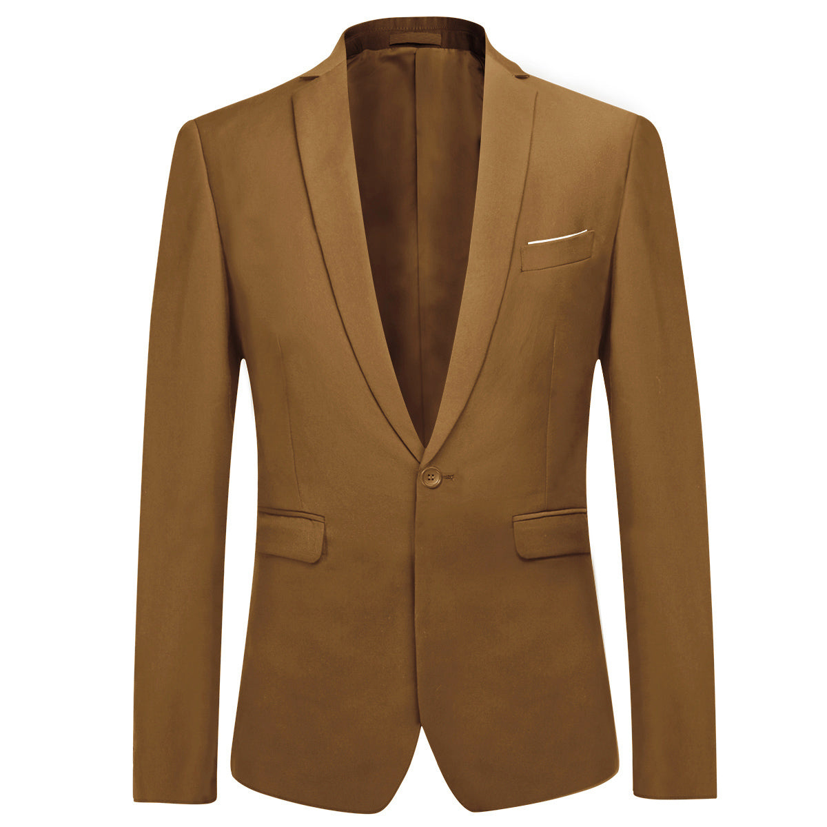 YFFUSHI Men's Slim Fit 3 Piece Suit One Button Suits Blazer Tux Vest & Trousers Khaki