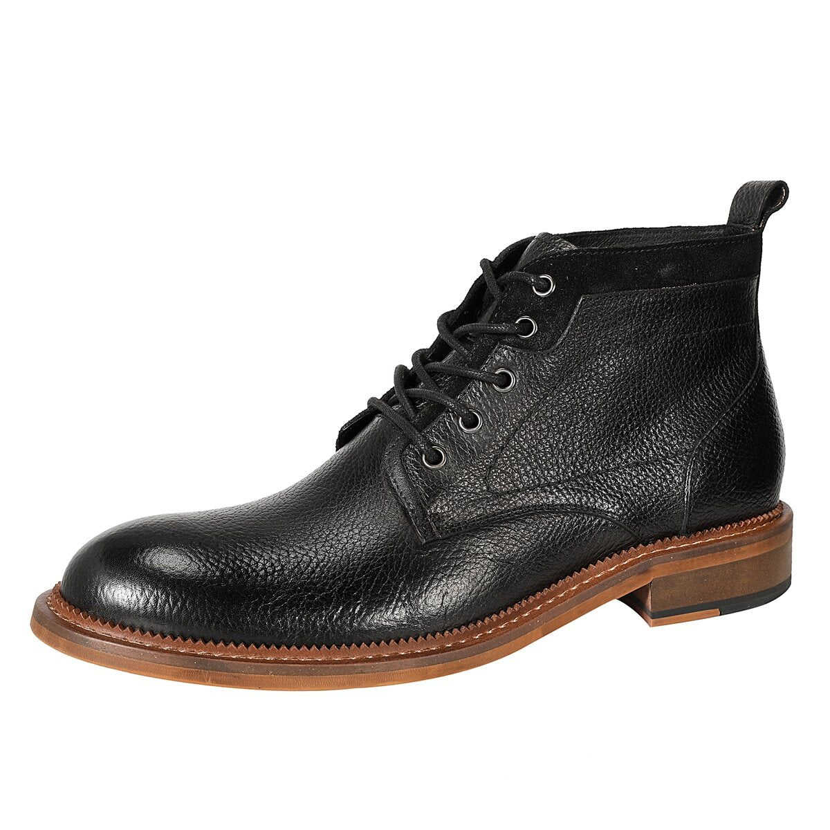 YFFUSHI Men's Ankle Boots Cowhide Leather Lace-Up Ankle Boots Classic Short Shaft Boots for Men