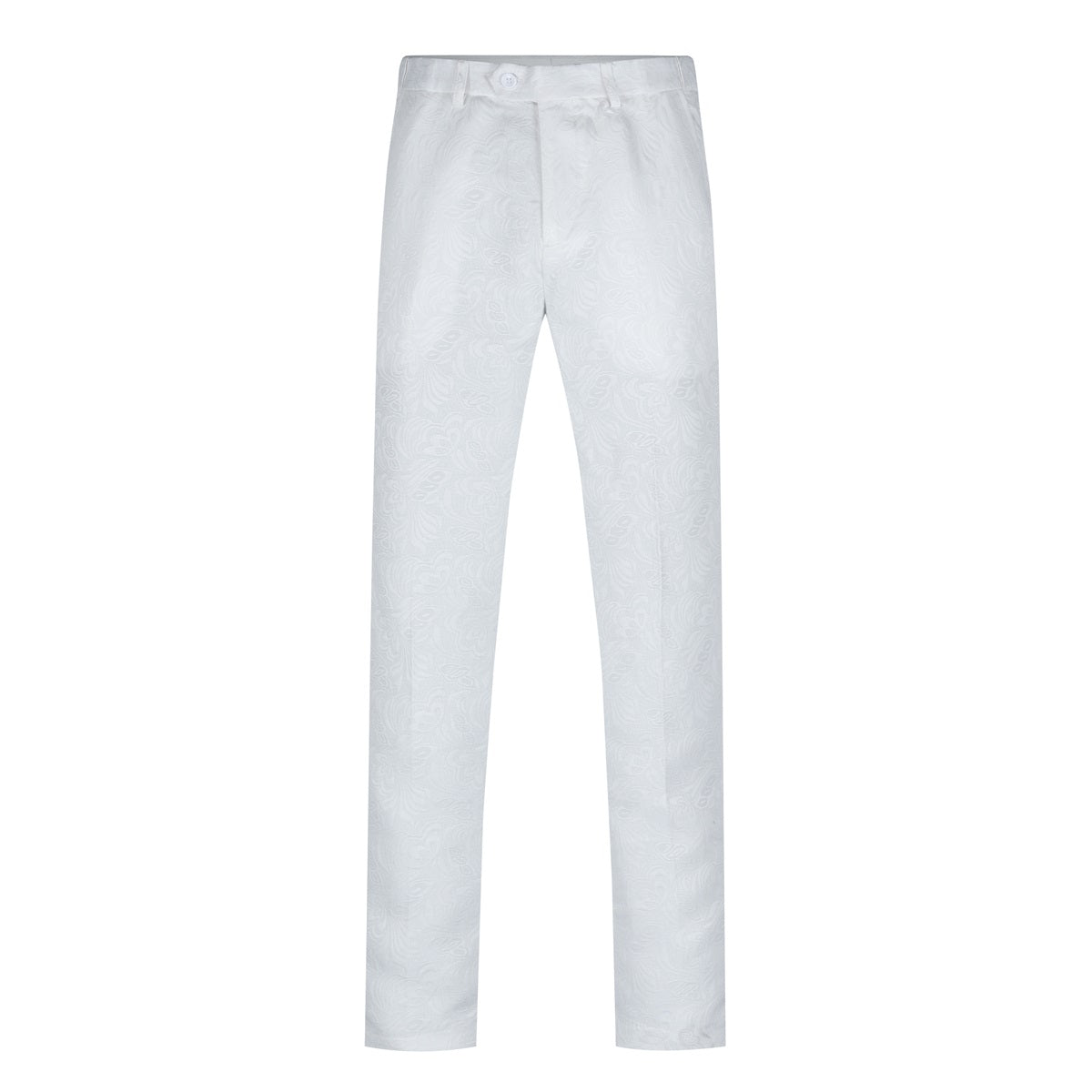 Men's Shawl Collar Jacquard One-Button Formal Suit 2-Piece Set White