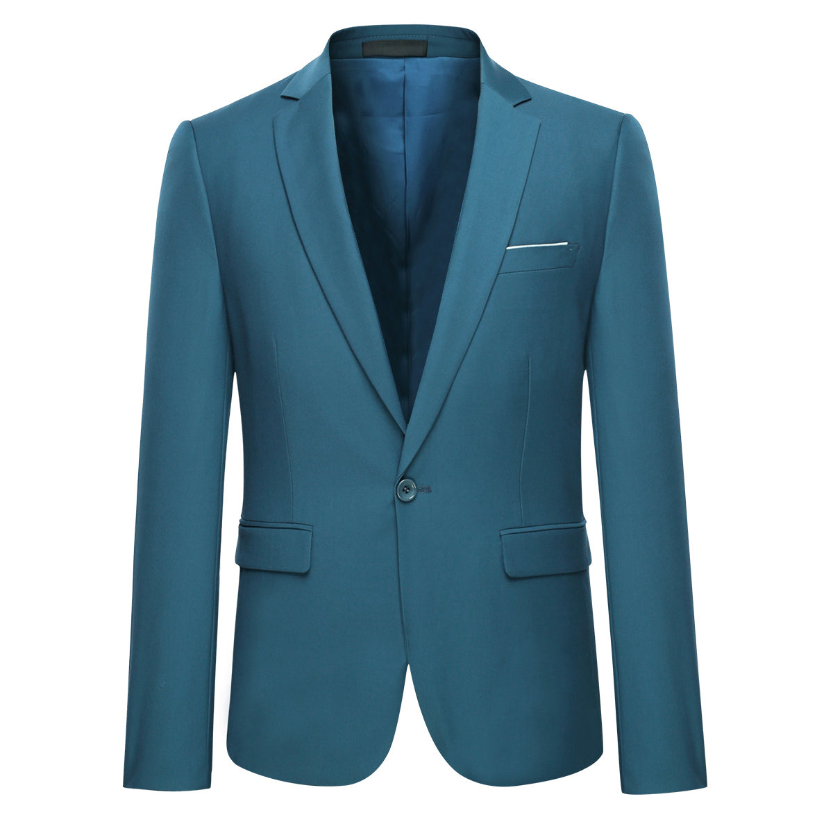 YFFUSHI Men's Slim Fit 3 Piece Suit One Button Suits Blazer Tux Vest & Trousers Teal Blue