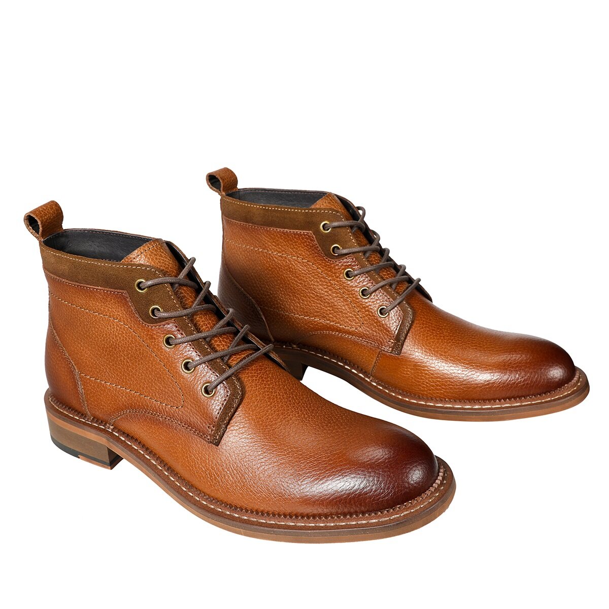 YFFUSHI Men's Ankle Boots Cowhide Leather Lace-Up Ankle Boots Classic Short Shaft Boots for Men