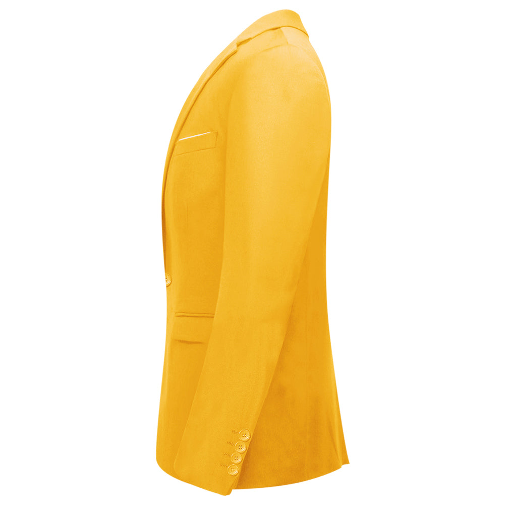 YFFUSHI Mens 3 Piece Suit Slim Fit One Button Solid Color Formal Dress Yellow