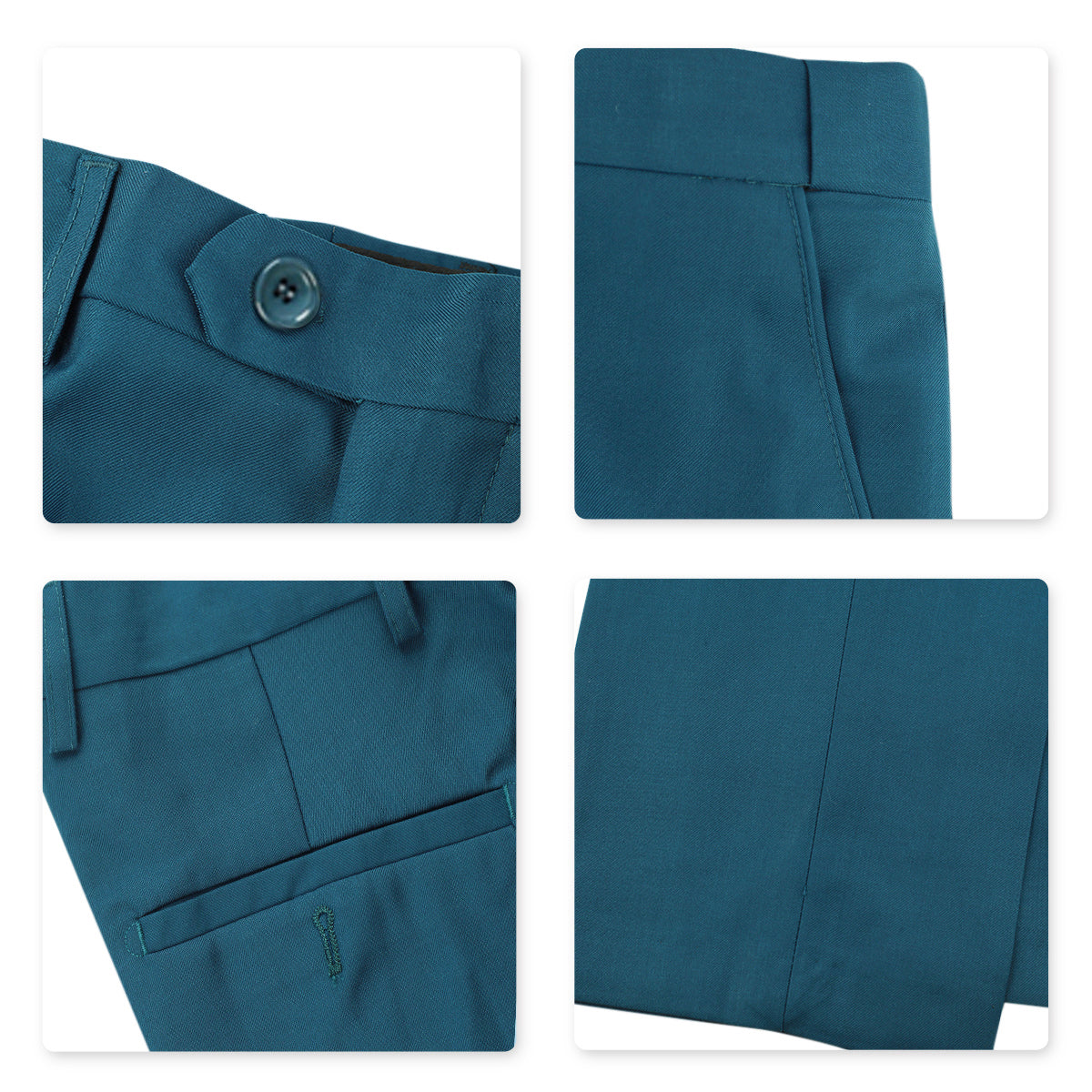 YFFUSHI Men's Slim Fit 3 Piece Suit One Button Suits Blazer Tux Vest & Trousers Teal Blue