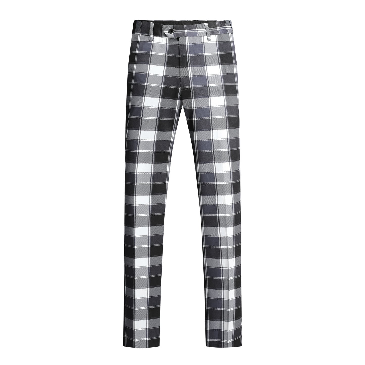 YFFUSHI Men's Plaid Tweed 3 Piece Suit Slim Fit Button Dinner Suit White