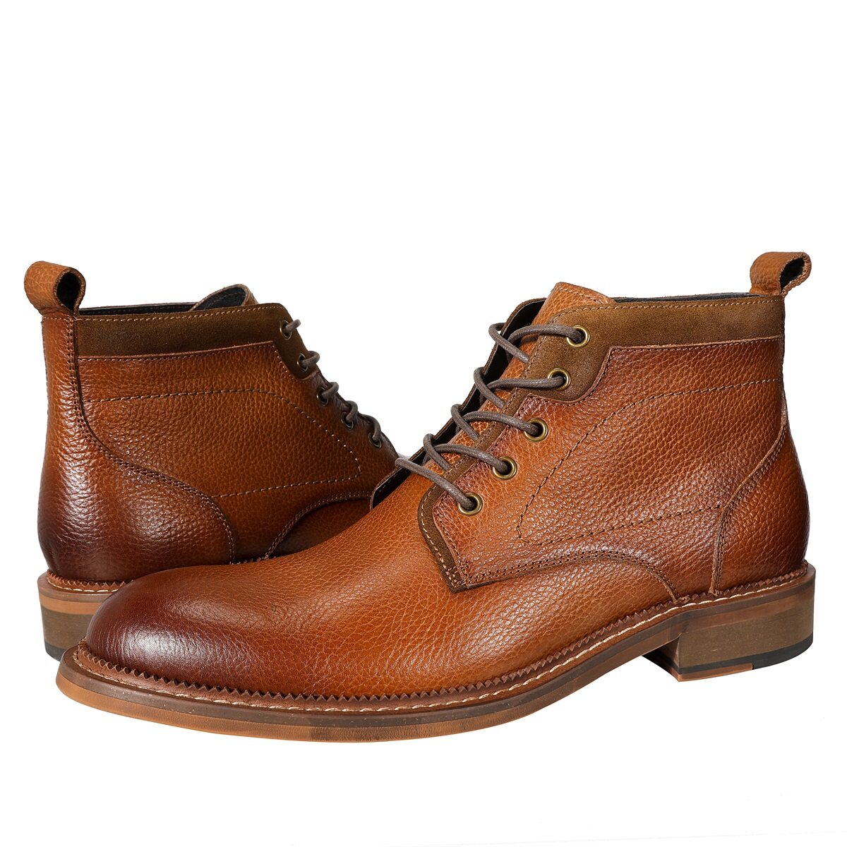 YFFUSHI Men's Ankle Boots Cowhide Leather Lace-Up Ankle Boots Classic Short Shaft Boots for Men