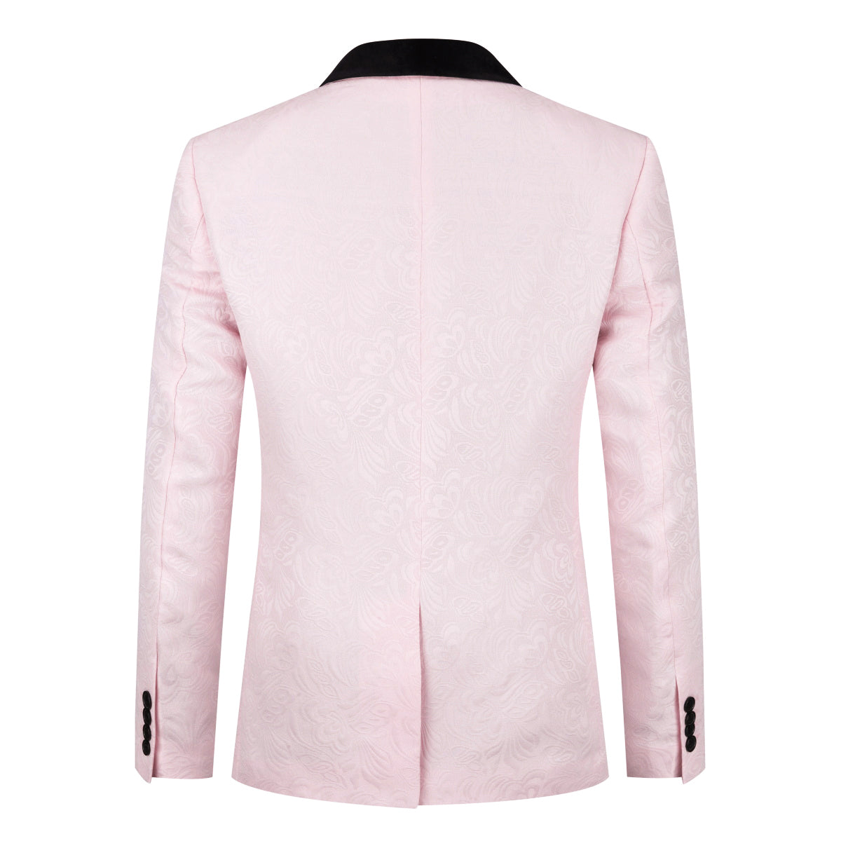 YFFUSHI Men's 3 Piece Suit Jacquard Tuxedo One Button Shawl Collar Pink