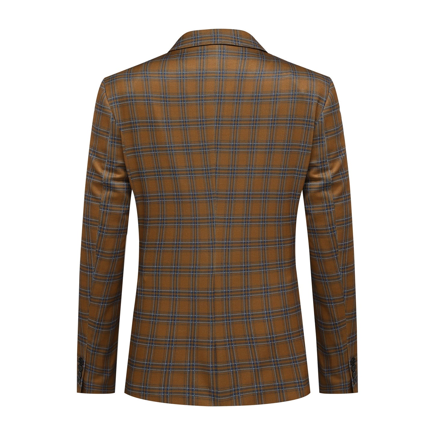YFFUSHI Men's Plaid Tweed 3 Piece Suit Slim Fit Button Dinner Suit Tuxedo Brown