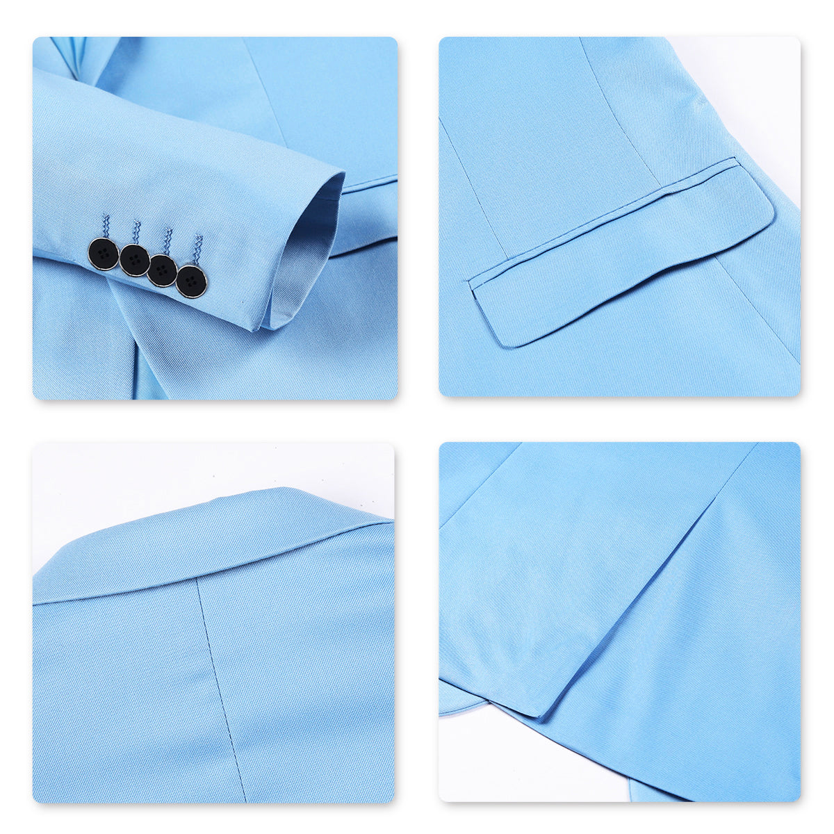 YFFUSHI Slim Fit 2 Piece Suit for Men One Button Casual/Formal Tuxedo Light Blue
