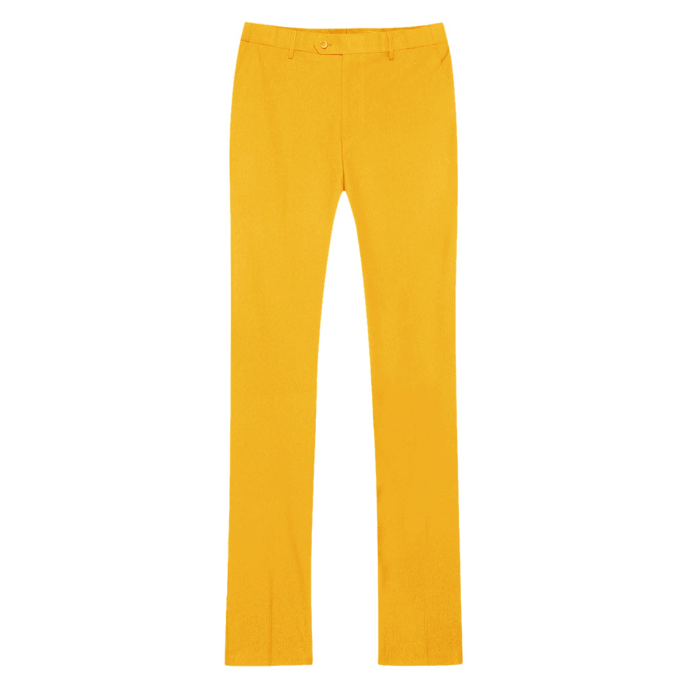 YFFUSHI Mens 3 Piece Suit Slim Fit One Button Solid Color Formal Dress Yellow