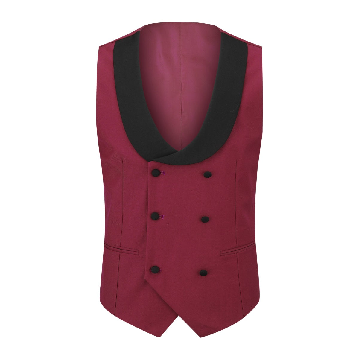 3 Piece Men's Suits One Button Slim Fit Peaked Lapel Tuxedo Wine Red