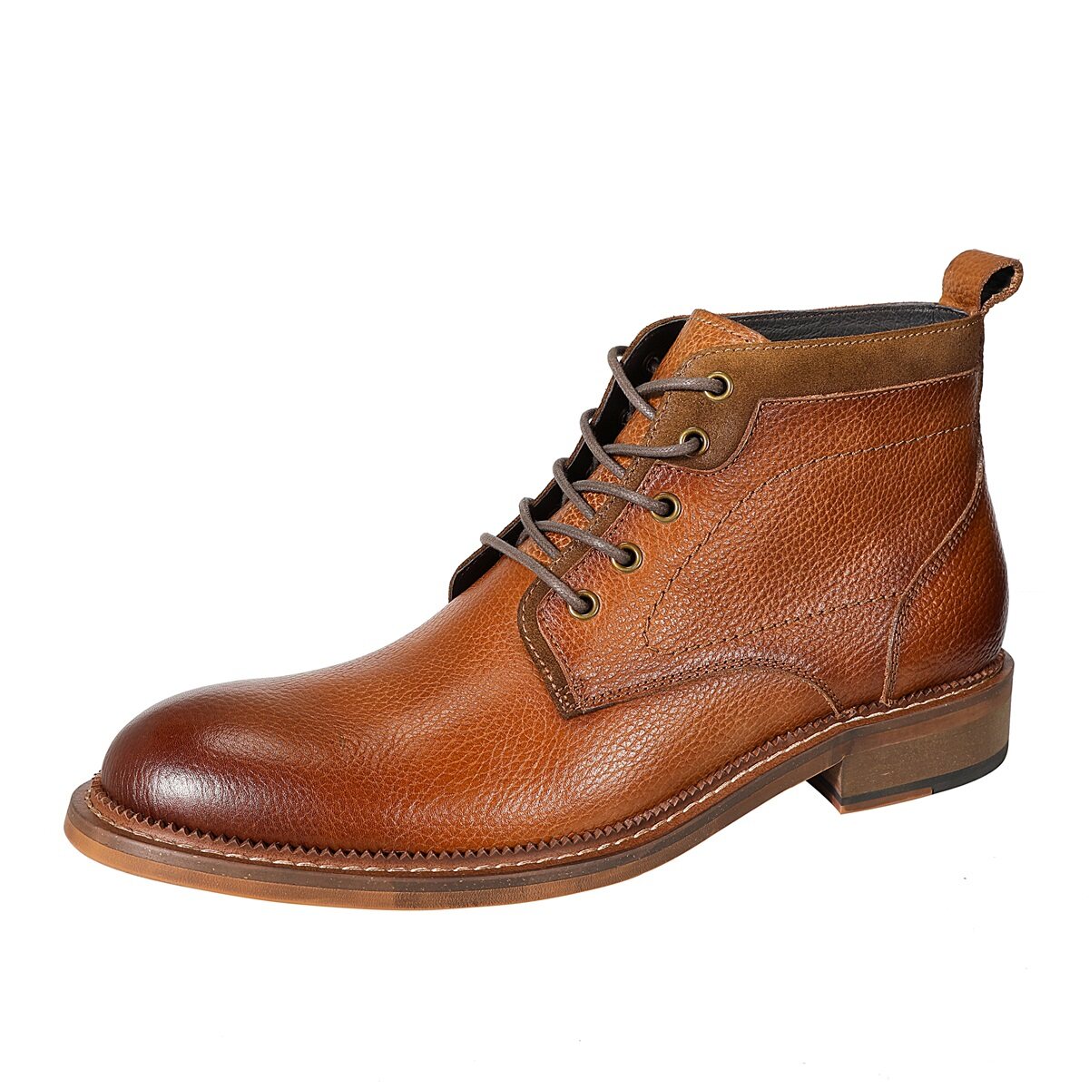 YFFUSHI Men's Ankle Boots Cowhide Leather Lace-Up Ankle Boots Classic Short Shaft Boots for Men