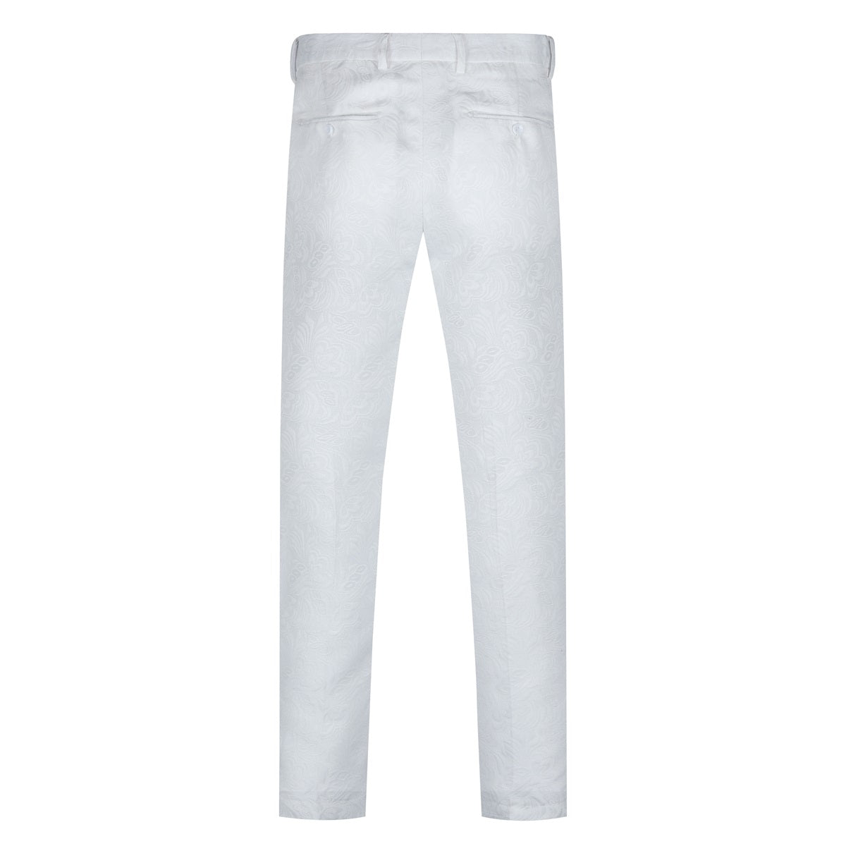 Men's Shawl Collar Jacquard One-Button Formal Suit 2-Piece Set White
