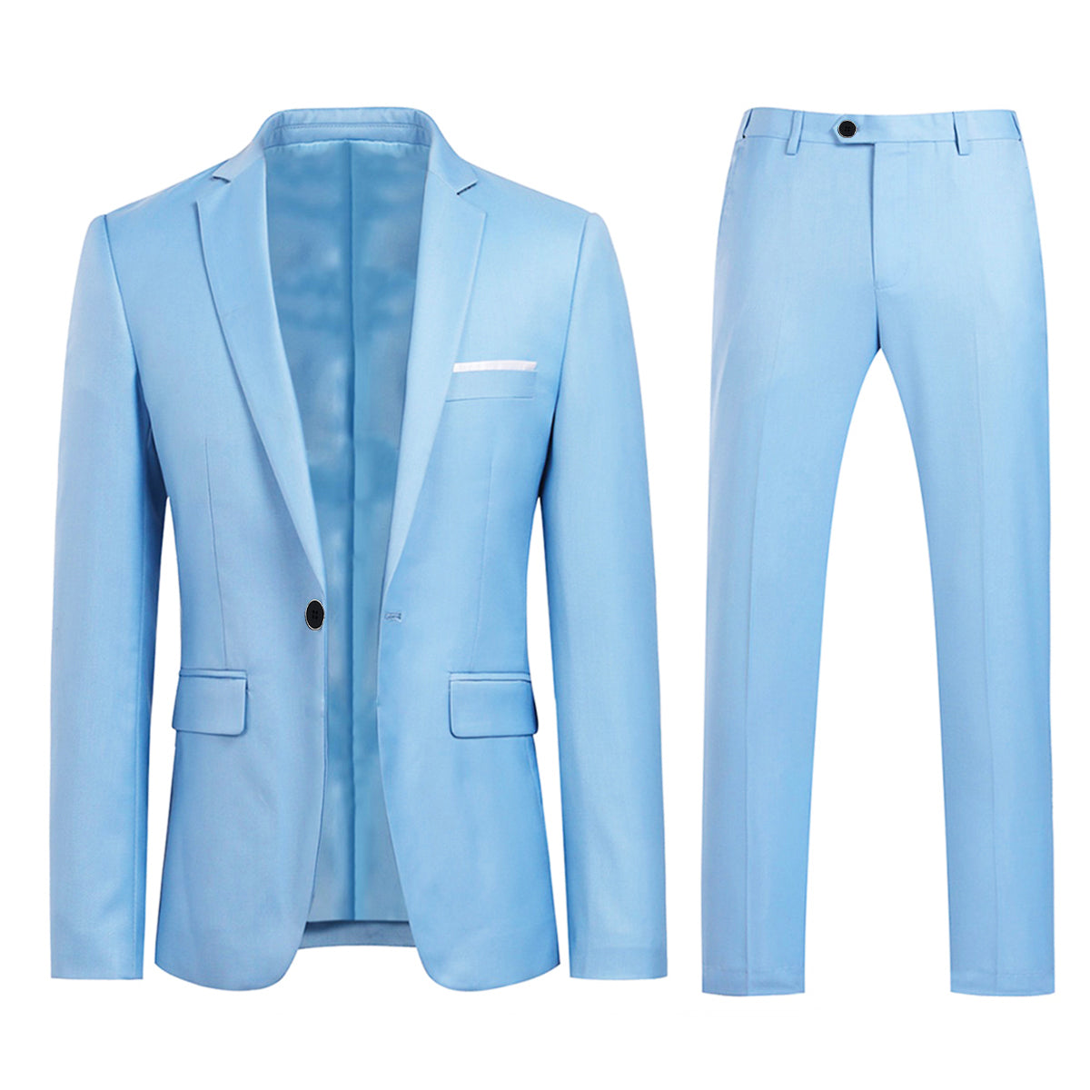 YFFUSHI Slim Fit 2 Piece Suit for Men One Button Casual/Formal Tuxedo Light Blue