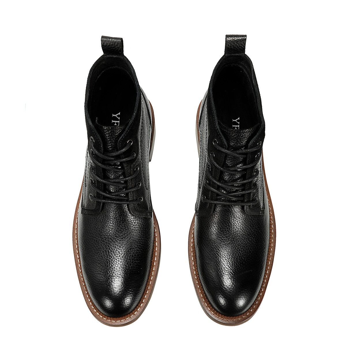 YFFUSHI Men's Ankle Boots Cowhide Leather Lace-Up Ankle Boots Classic Short Shaft Boots for Men