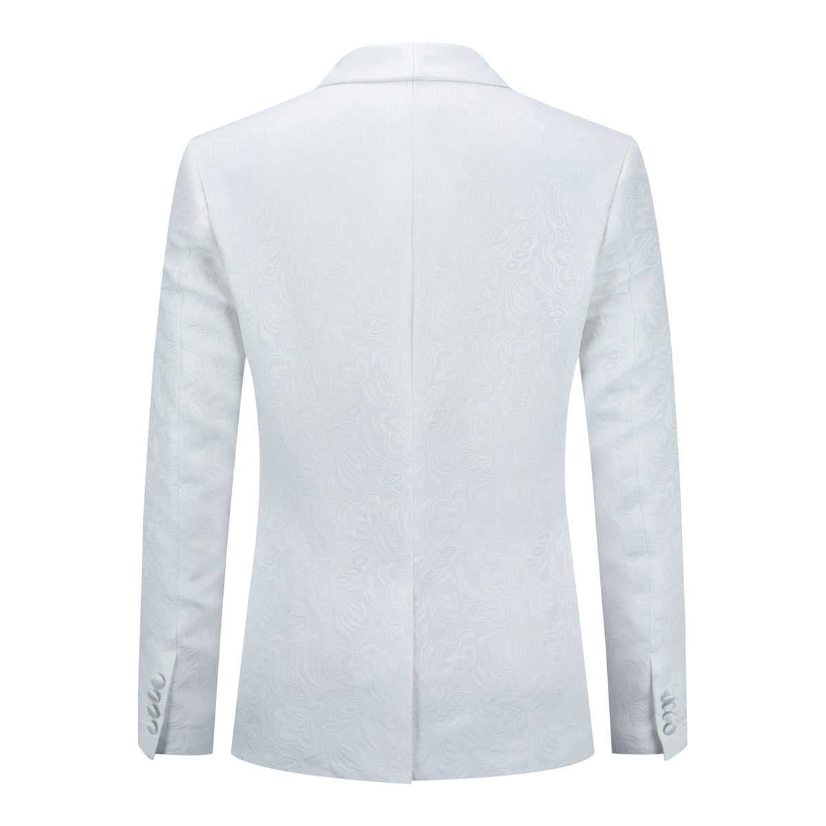 Men's Shawl Collar Jacquard One-Button Formal Suit 2-Piece Set White
