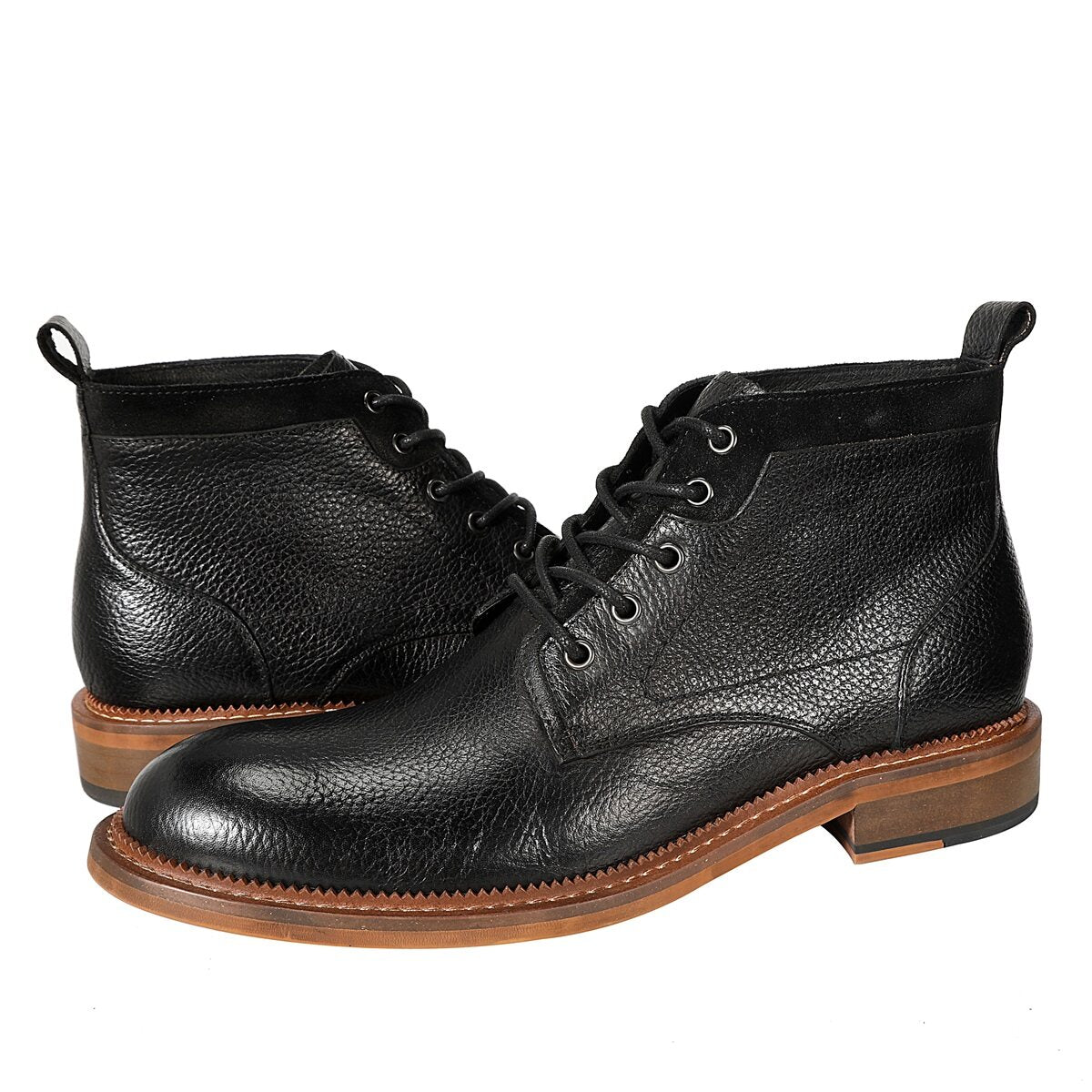 YFFUSHI Men's Ankle Boots Cowhide Leather Lace-Up Ankle Boots Classic Short Shaft Boots for Men
