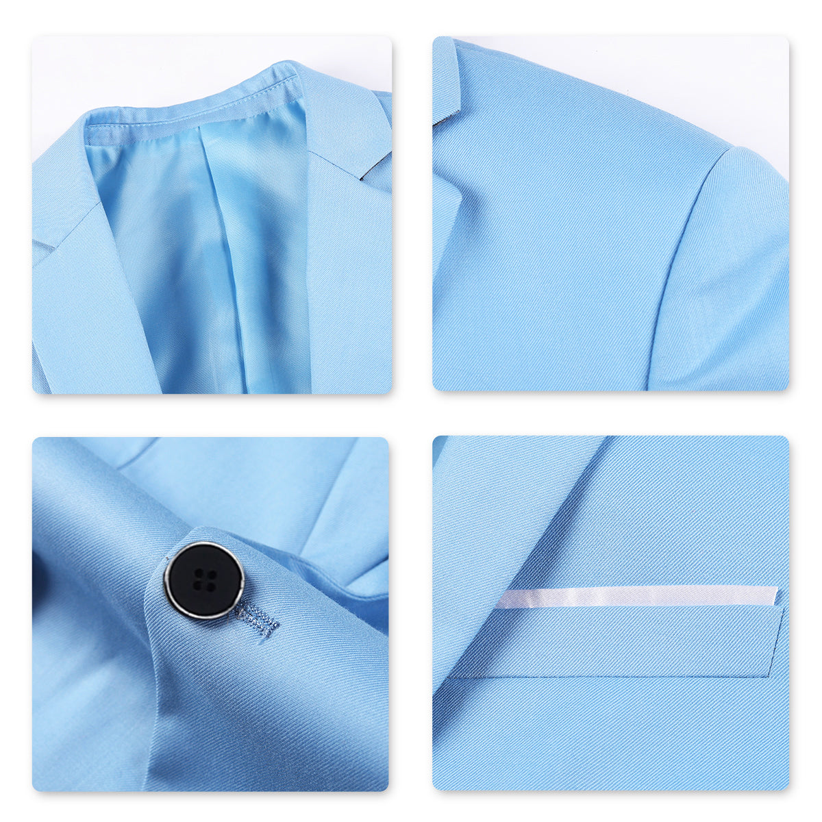 YFFUSHI Slim Fit 2 Piece Suit for Men One Button Casual/Formal Tuxedo Light Blue