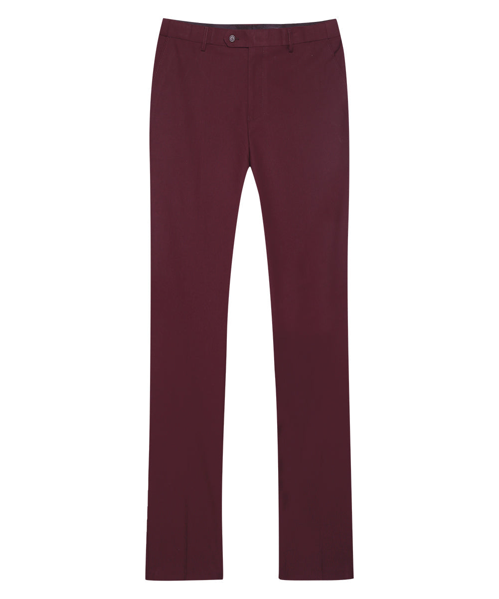 YFFUSHI Men's Slim Fit 3 Piece Suit One Button Suits Blazer Tux Vest & Trousers Maroon