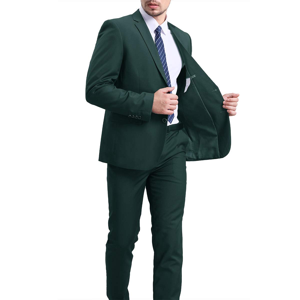 YFFUSHI Men's 2 Piece Suit Solid Two-Button Casual Elegant Tuxedo Dark Green
