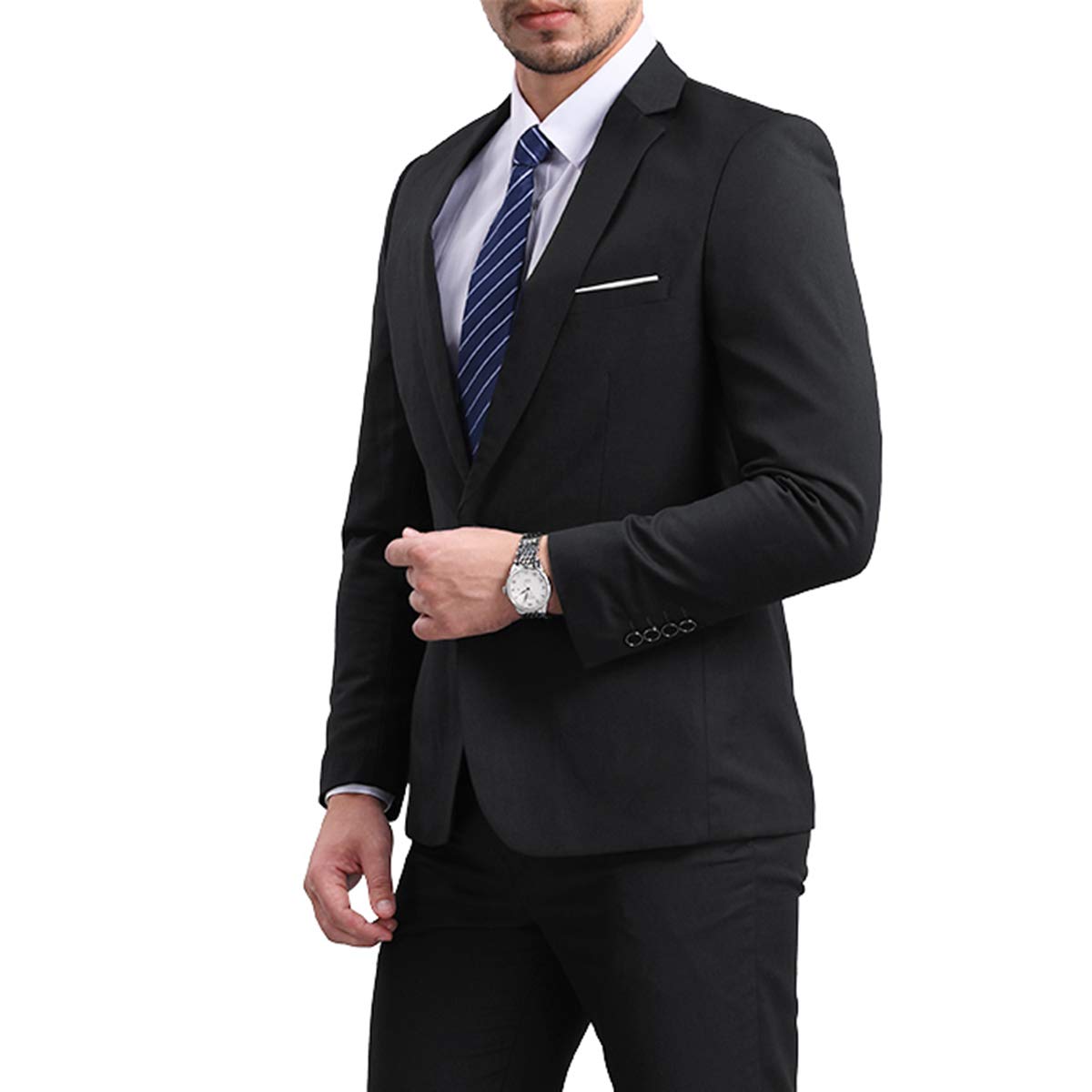 Mens Black Slim Fit One Button Blazer