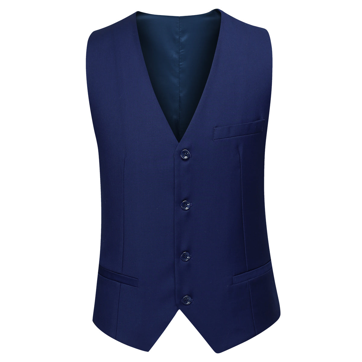 YFFUSHI Men's Slim Fit 3 Piece Suit One Button Suits Blazer Tux Vest & Trousers Riviera Blue