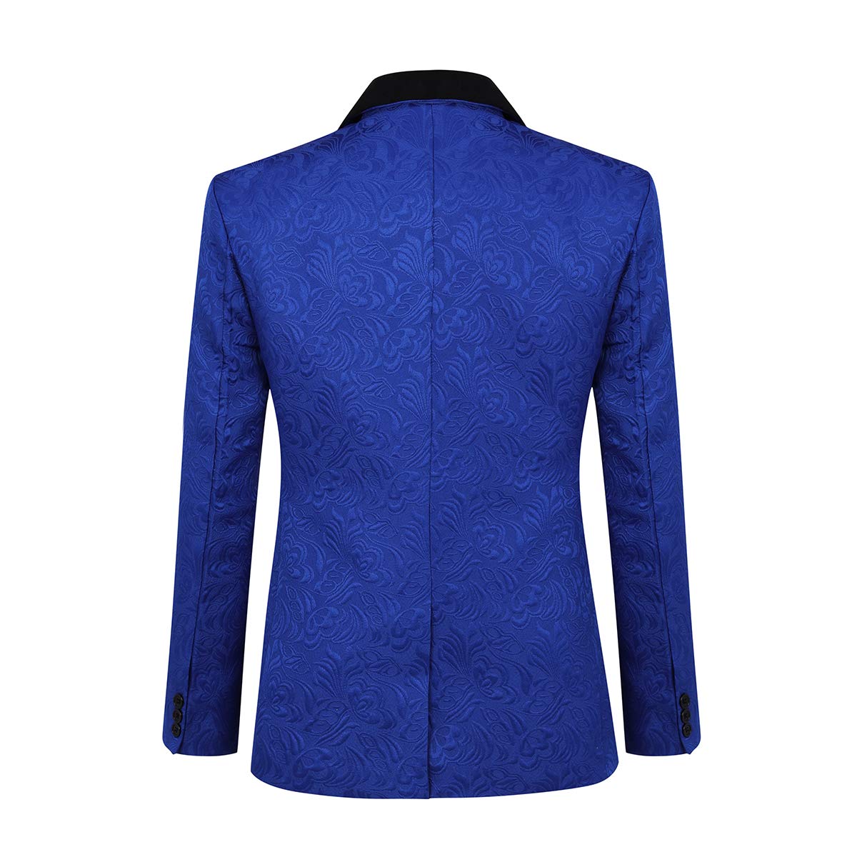 YFFUSHI Men's 3 Piece Suit Jacquard Tuxedo One Button Shawl Collar Blue