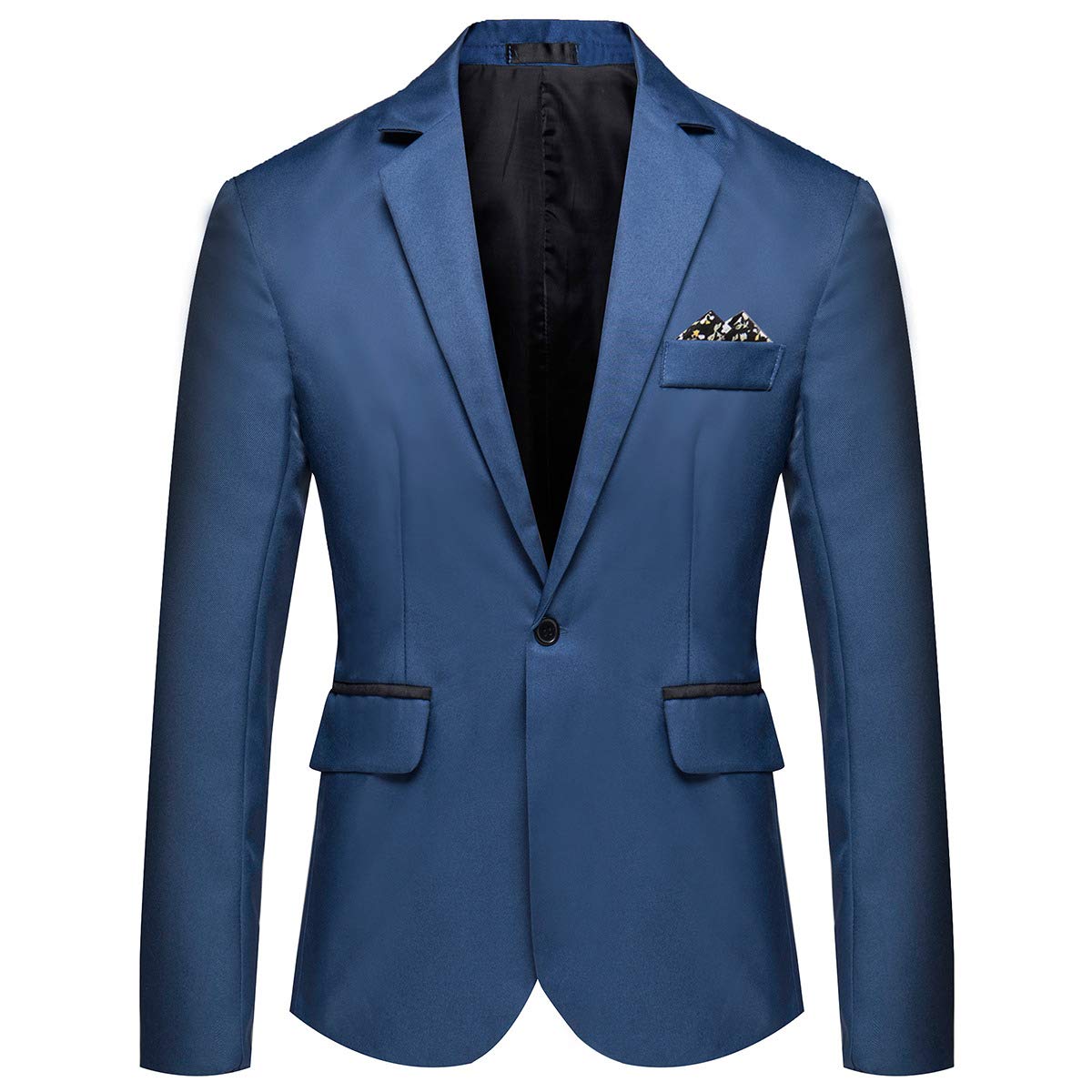 YFFUSHI Men's Casual Slim Fit One Button Notched Lapel Lightweight Blazer Dark Blue