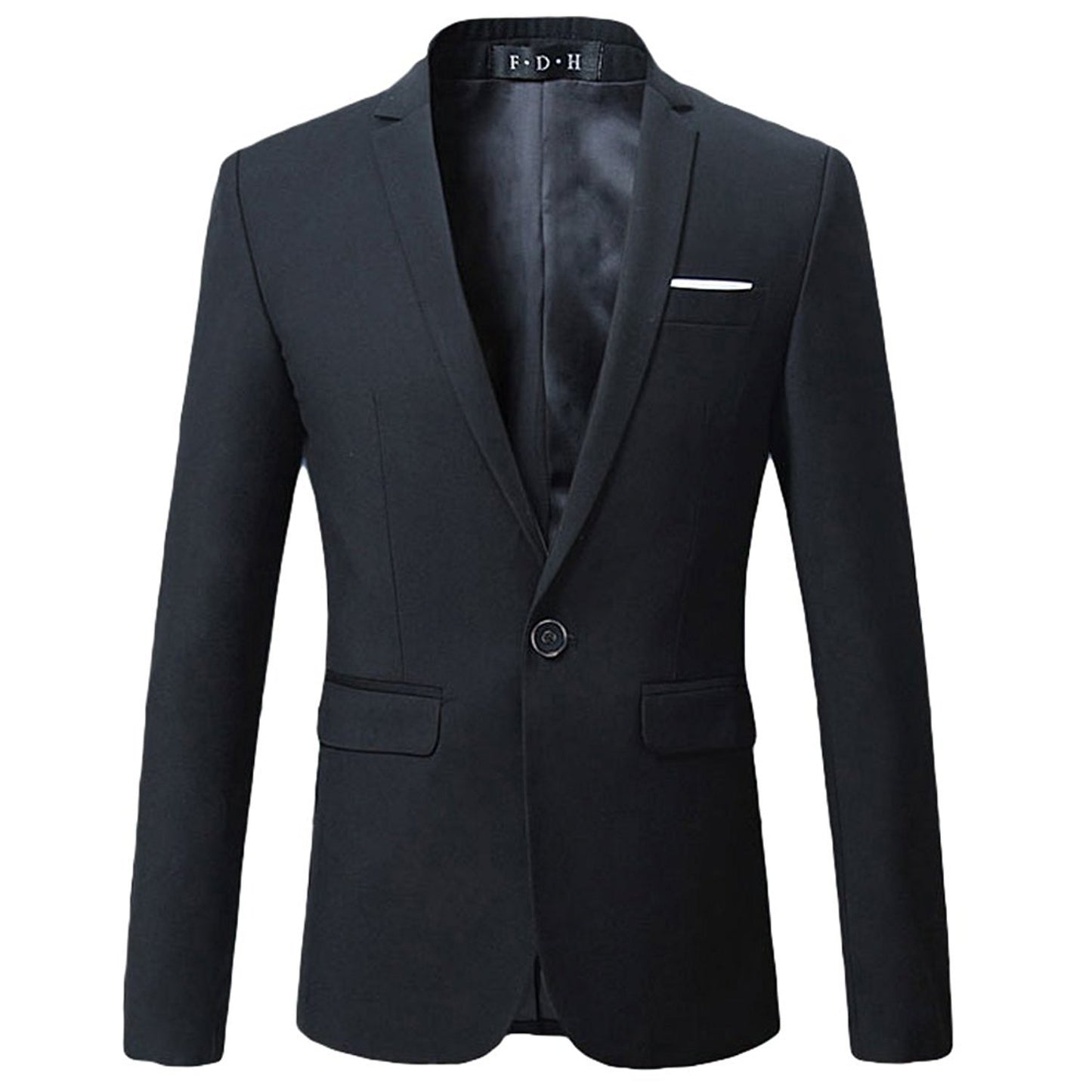 Mens Black Slim Fit One Button Blazer