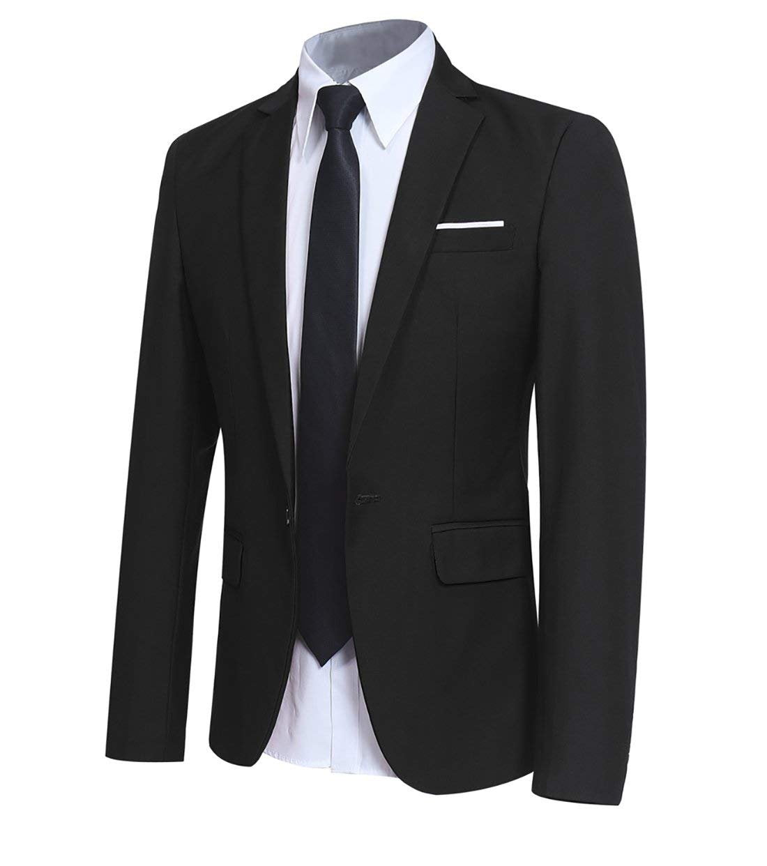 Mens Black Slim Fit One Button Blazer
