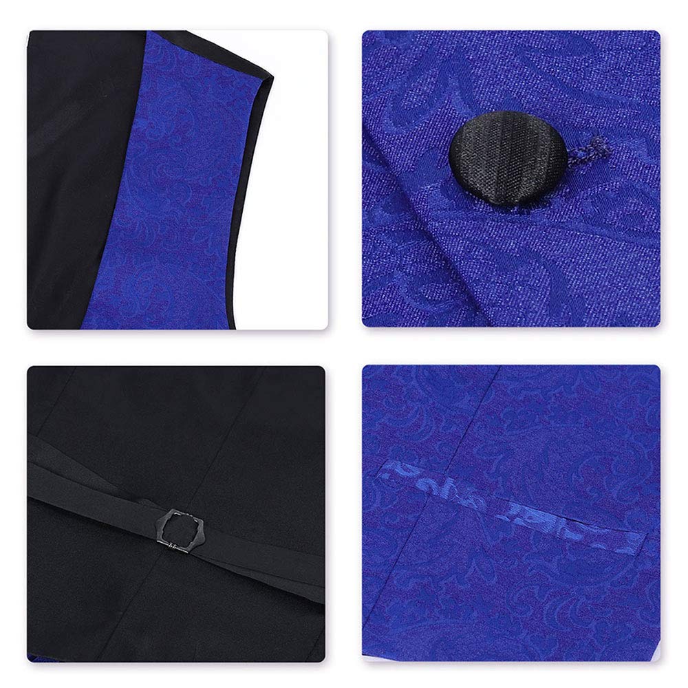 YFFUSHI Men's 3 Piece Suit Elegant Jacquard Slim Fit Royal Tuxedo Blue