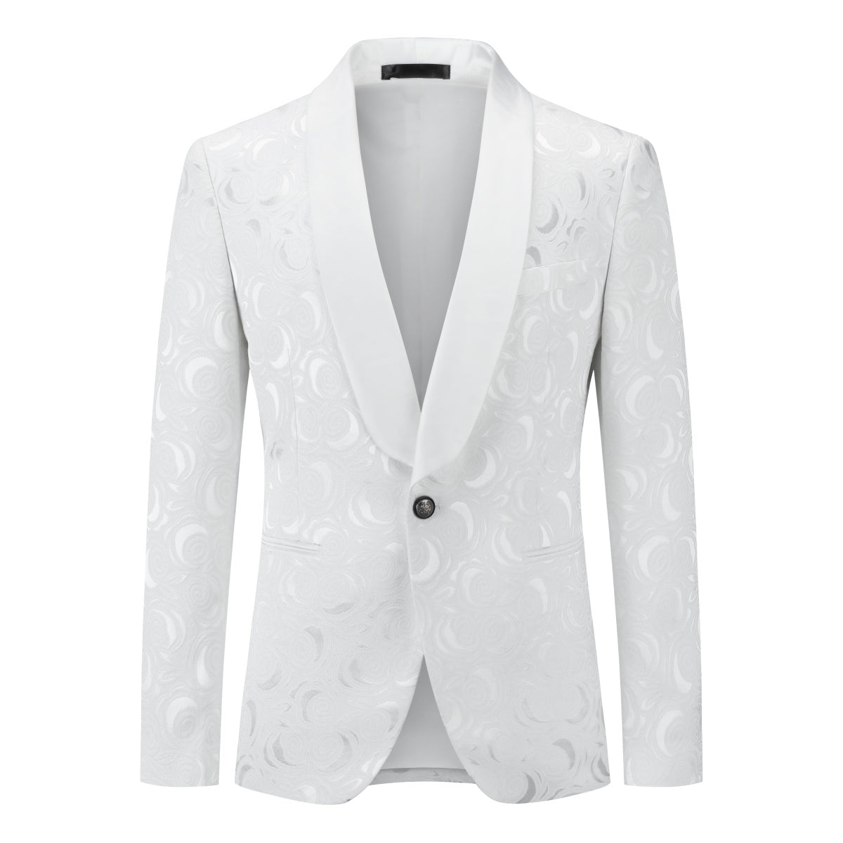 YFFUSHI Men's 2 Piece Suits Tuxedo 1 Button Shawl Collar Suit White