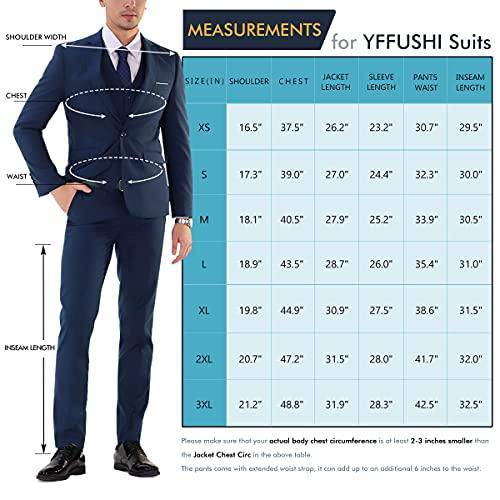 YFFUSHI Men's Slim Fit 3 Piece Suit One Button Suits Blazer Tux Vest & Trousers Purple