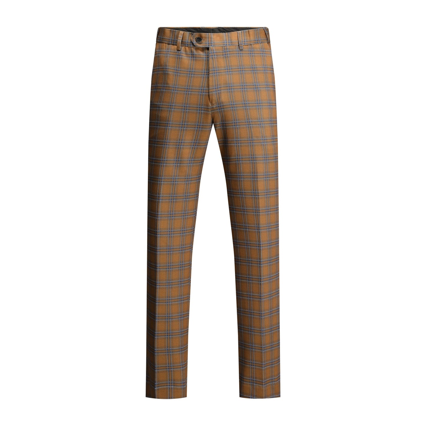 YFFUSHI Men's Plaid Tweed 3 Piece Suit Slim Fit Button Dinner Suit Tuxedo Brown