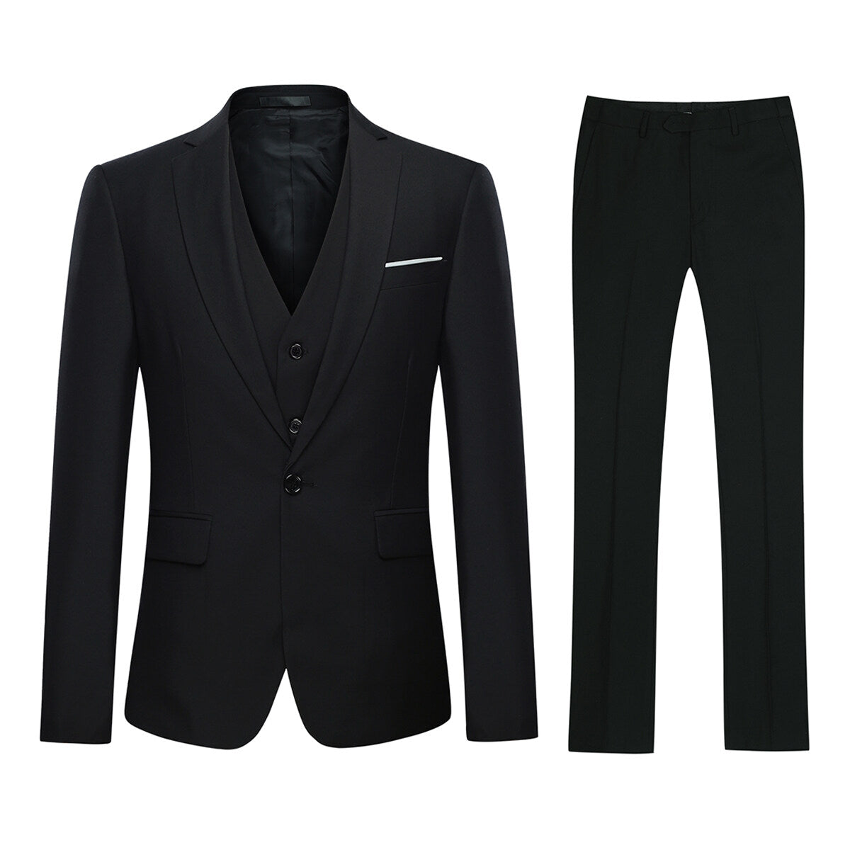 Men's Slim Fit 3-Piece Suits Men's Suit for Wedding Business Party Black