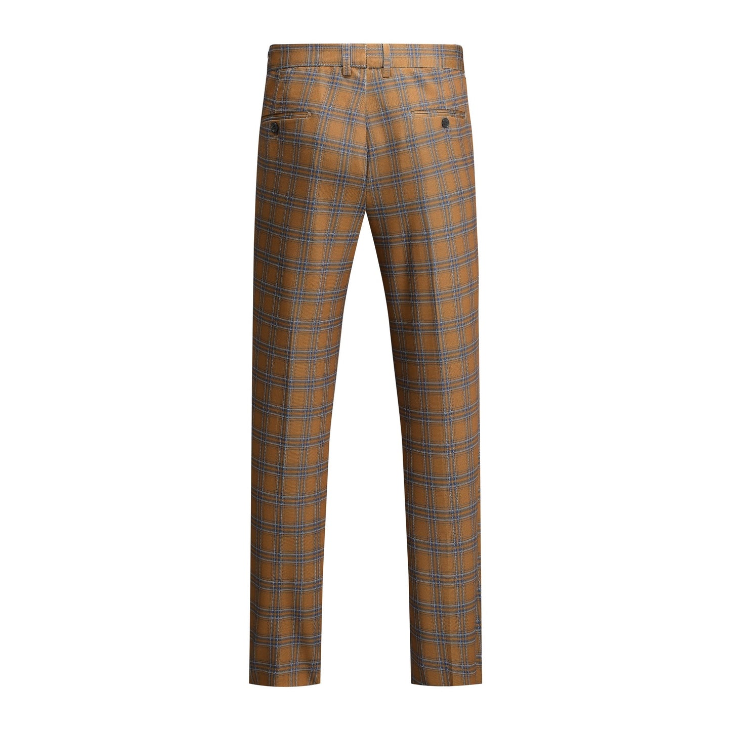 YFFUSHI Men's Plaid Tweed 3 Piece Suit Slim Fit Button Dinner Suit Tuxedo Brown