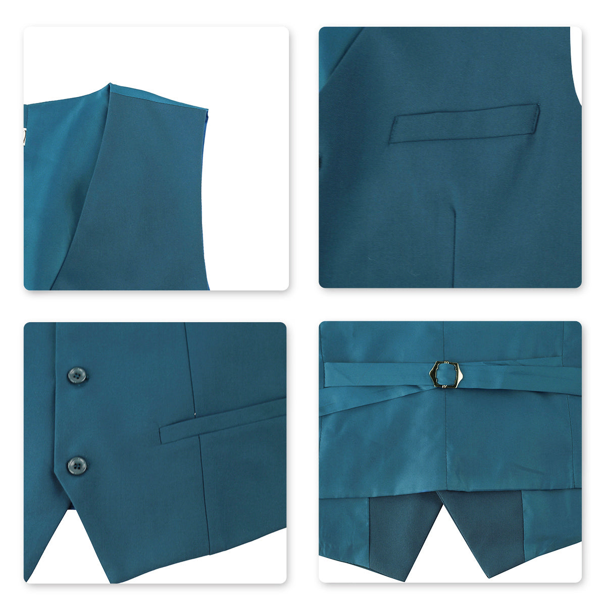 YFFUSHI Men's Slim Fit 3 Piece Suit One Button Suits Blazer Tux Vest & Trousers Teal Blue