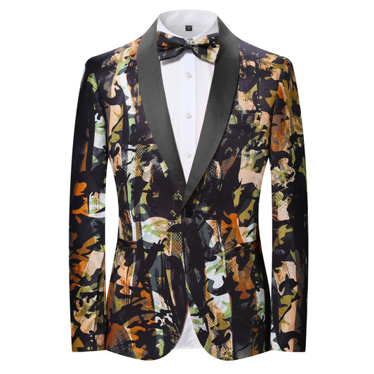 Men's Patterned Suit Camouflage Orange