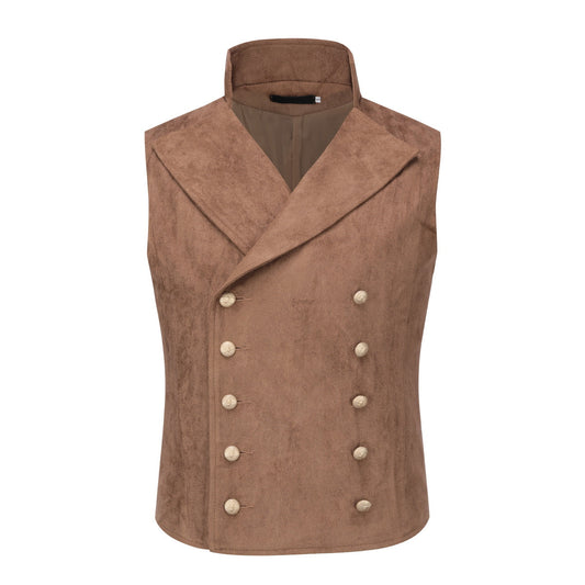Double Breasted Velvet Gothic Steampunk Brown Vest