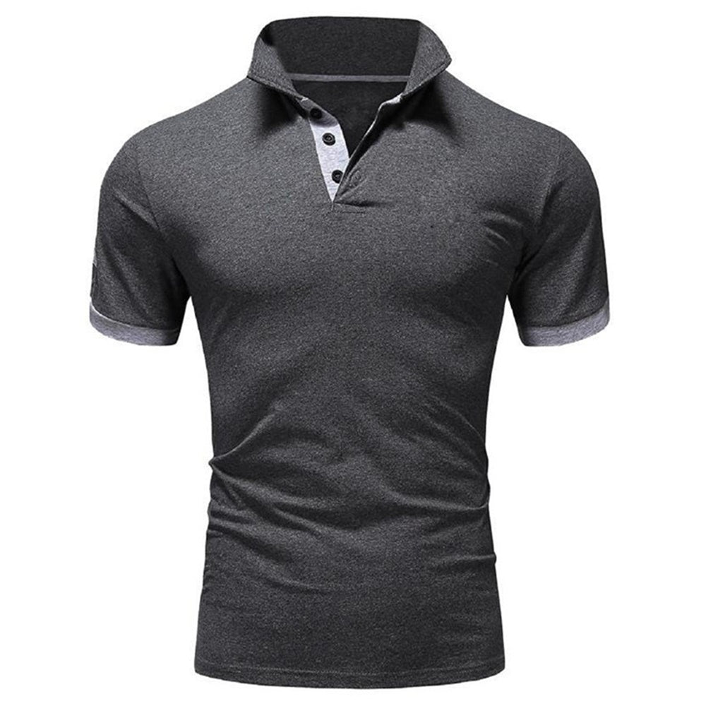 YFFUSHI Grey Mens Summer Essential Polos Short Sleeve Classic Polo Shirt