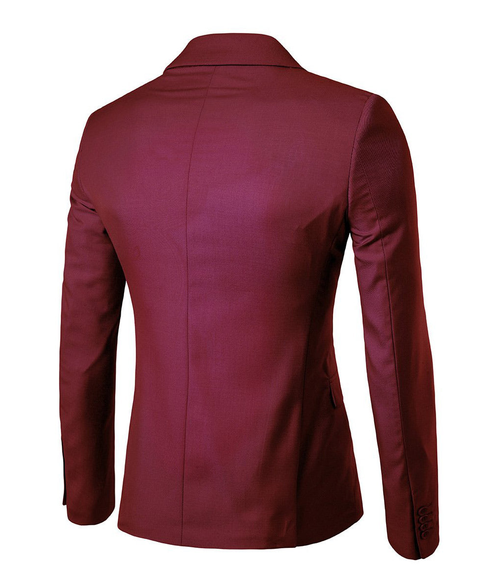 Mens Wine Red 2 Piece Slim Fit One Button Suits