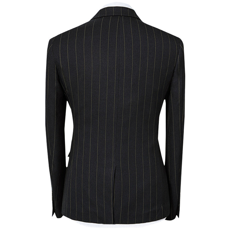 YFFUSHI Three Piece Suit Stripe Design Suit Onyx Black