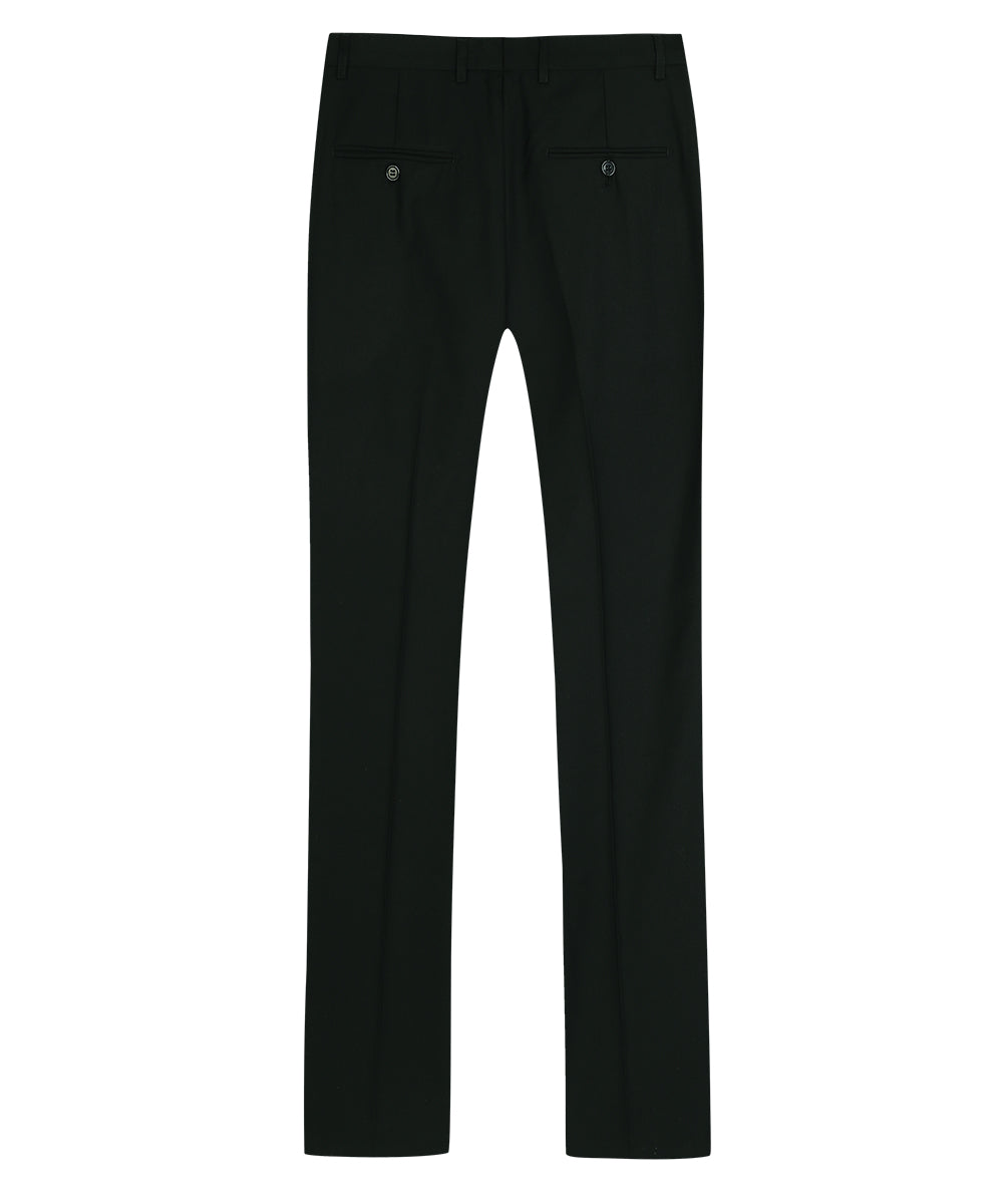 YFFUSHI Mens Slim Fit Straight Flat Adjustable Waist Suit Pants Black