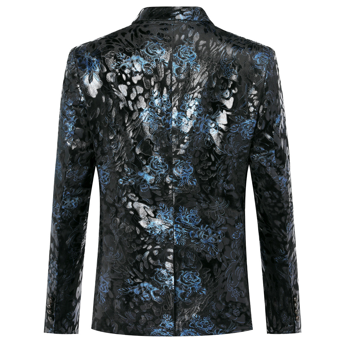 YFFUSHI Print Stylish Slim Fit Floral Blazer Navy