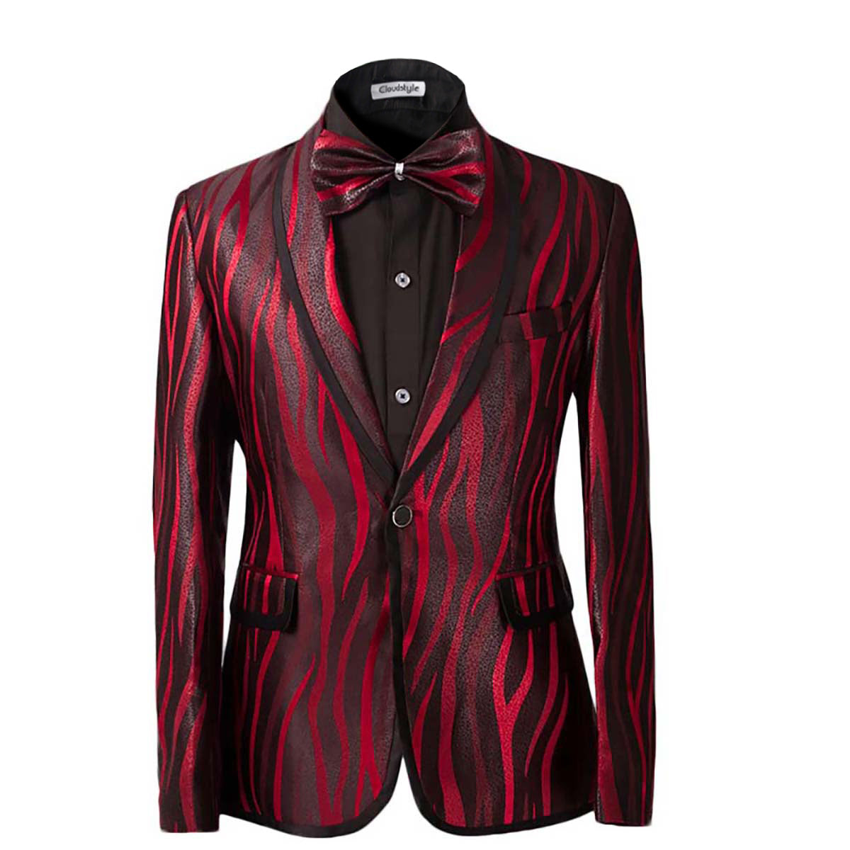 Men`s Red Zebra Printed Shiny Suits