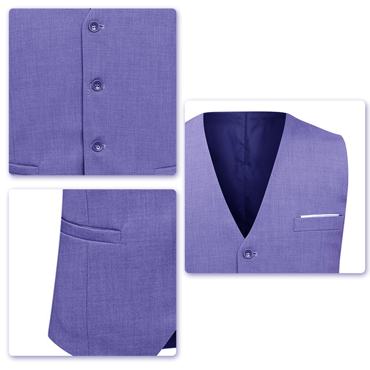 YFFUSHI Mens Formal Slim Fit Business Wedding Dress Vest Waistcoat Light Purple