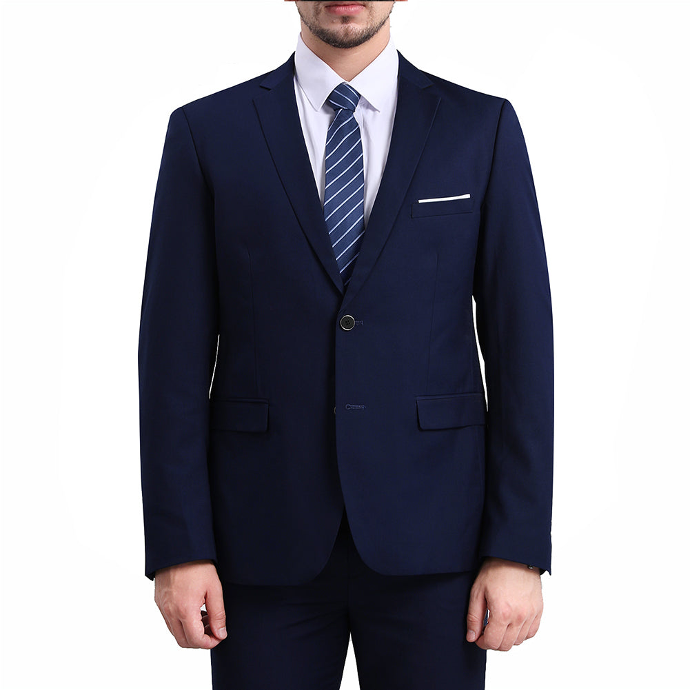 YFFUSHI Mens Slim Fit Blazer Two-Button Casual Suit Jacket Navy