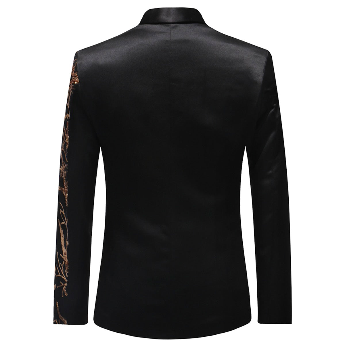 YFFUSHI Mens Slim Fit Floral Sequin Blazer Party Prom Black