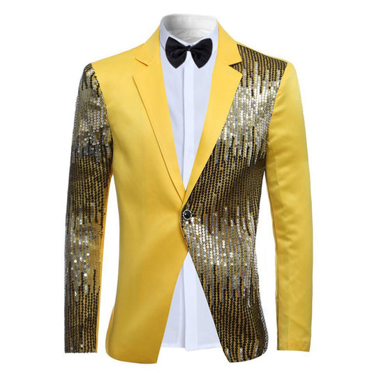 Mens Yellow And Silver Sequin Stylish Blazer